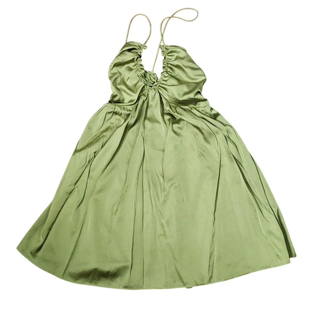 Abercrombie & Fitch Green Satin Mini Dress‎ Strappy Sleeveless Open Back XS